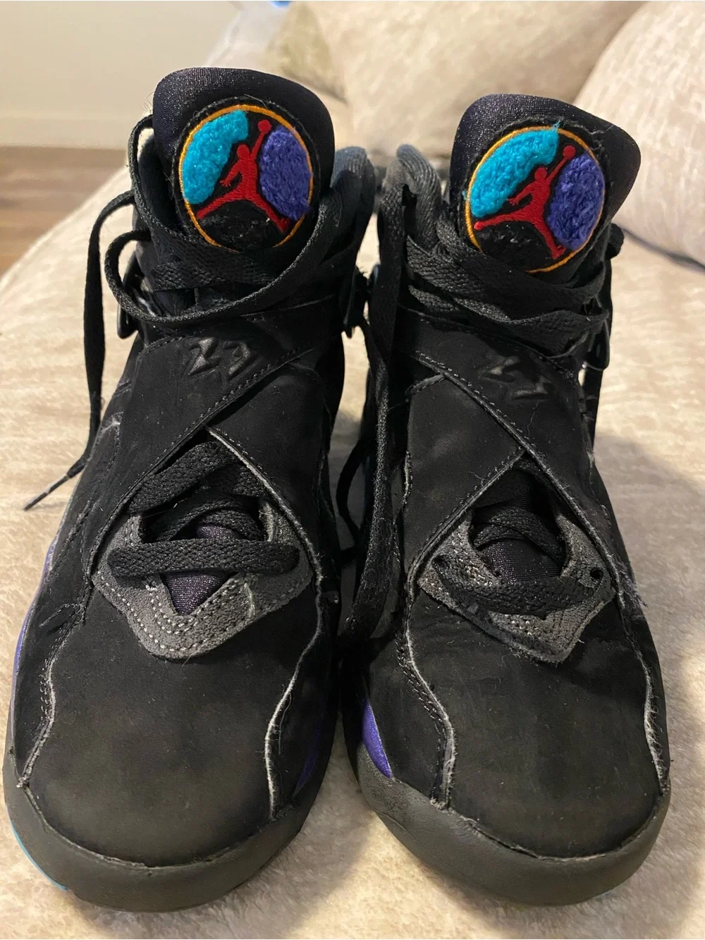 Jordan Black Suede Sneakers with Purple & Teal Accents